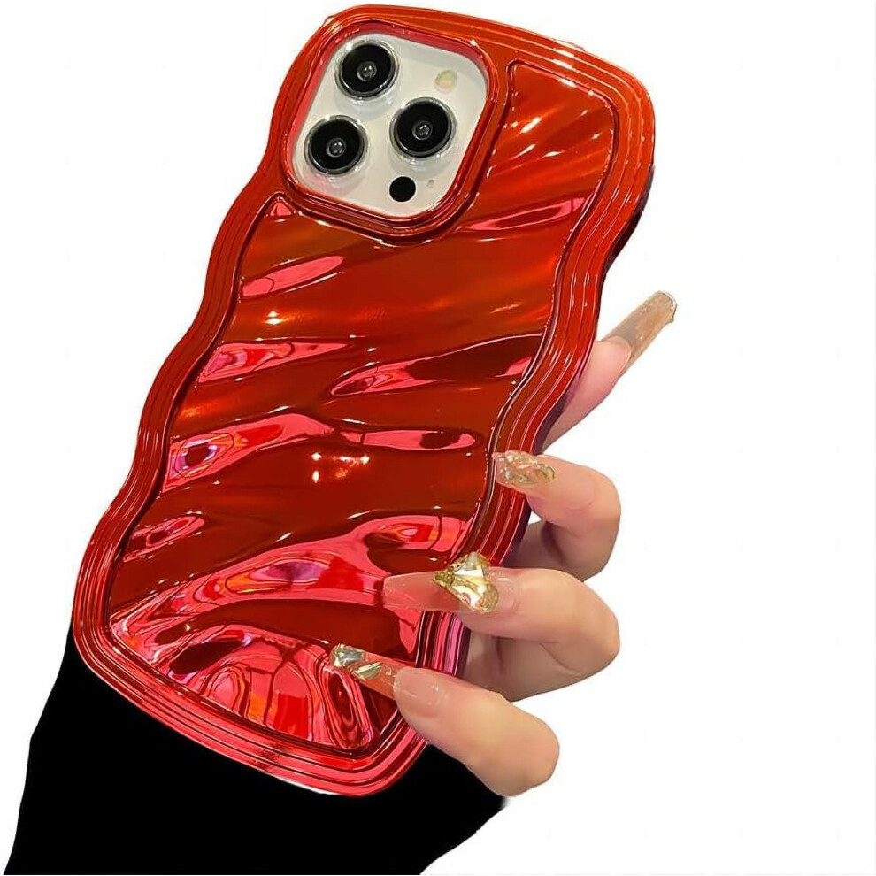 Luxury Electroplated Water Wave Iphone Case Â Shockproof, Camera Lens Protection, (Compatible With Iphone 13 Pro) Red 9365509572481