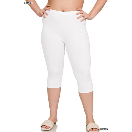 Dam Essential Basic Bomull Spandex Stretch Nedanför Knä Långa Capri Leggings