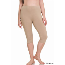 Dam Essential Basic Bomull Spandex Stretch Nedanför Knä Långa Capri Leggings