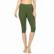 Dam Essential Basic Bomull Spandex Stretch Nedanför Knä Långa Capri Leggings
