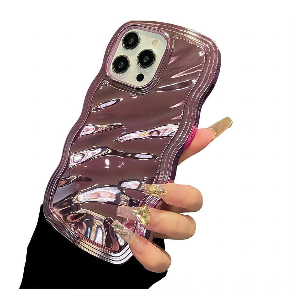 Luxury Electroplated Water Wave Iphone Case Â Shockproof Lens Protection, Compatible With Iphone 14 Purple 9365509574508