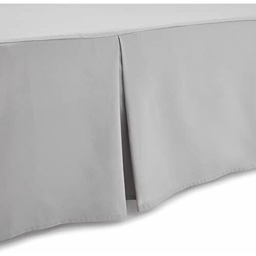 Lightweight Pleated Bed Skirt, Full, Light Grey, Solid 2