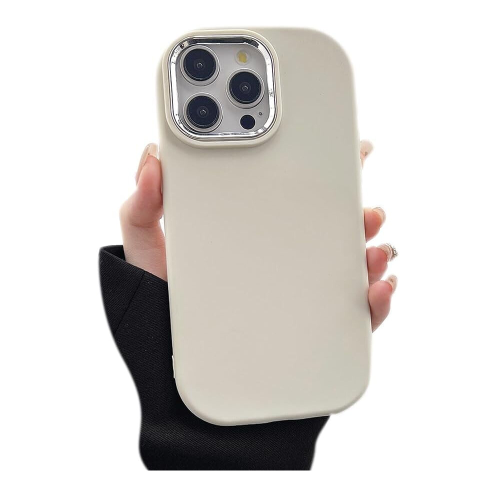 Cute Smooth Silicone Iphone 14 Case With Electroplated Lens Protection & Shockproof Design Â White 9365509575857