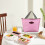 Sac à lunch isotherme rose 28 cm, imperméable et pliable 4