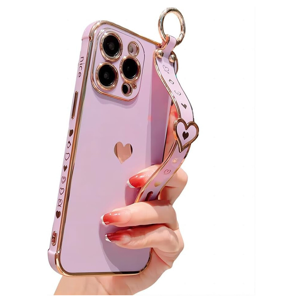 Luxury Electroplated Iphone Case With Love Heart, Hand Bracelet & Camera Protection Â Compatible With Iphone 11 Purple 9365509576014