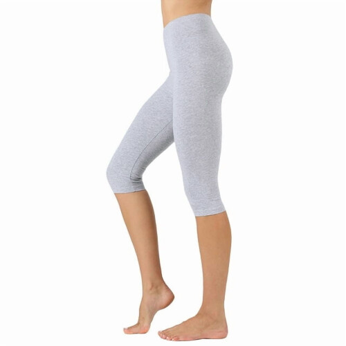 Plus Size Essential Basic Bomull Spandex Stretch Nedanför Knä 15" Långa Leggings