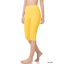 Dam Essential Basic Bomull Spandex Stretch Nedanför Knä Långa Capri Leggings