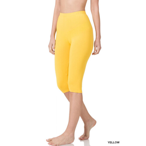 Dam Essential Basic Bomull Spandex Stretch Nedanför Knä Långa Capri Leggings