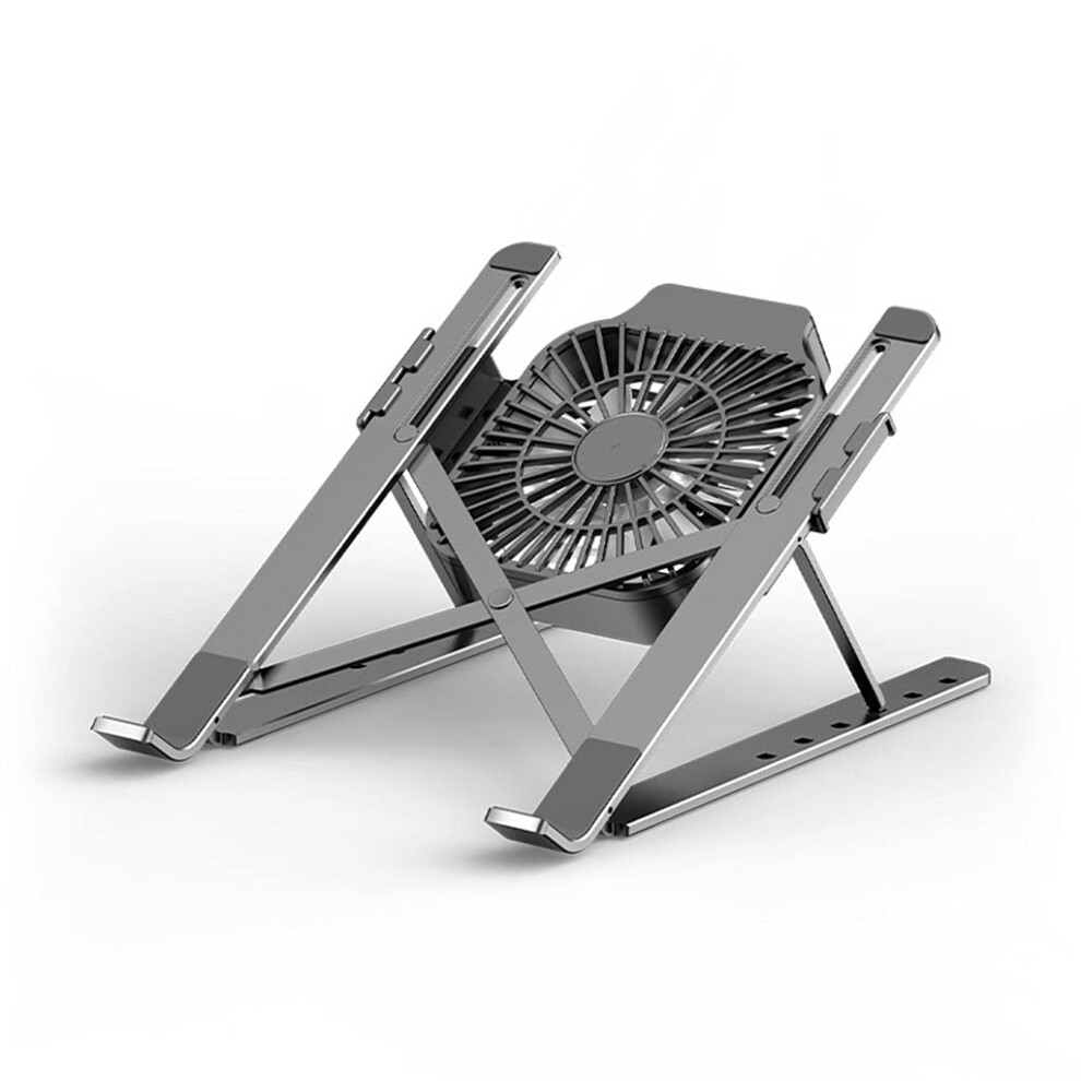 Adjustable Aluminum Laptop Stand with Cooling Fan for 17 Inch Laptop and Tablet, Foldable Ergonomic Riser