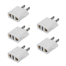 EU to US Plug Adapter Pack of 5, Compact European to American Travel Power Converter, White