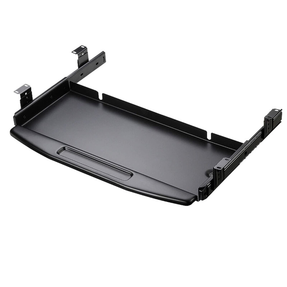 Under Desk Keyboard Tray With 360 Rotating Mouse Platform, Ergonomic Slide Out Steel Keyboard Drawer, Black 9330225006817