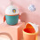 Desktop Trash Can with Cute Cat Lid, Compact Small Bin for Home Kitchen Office, Blue 2
