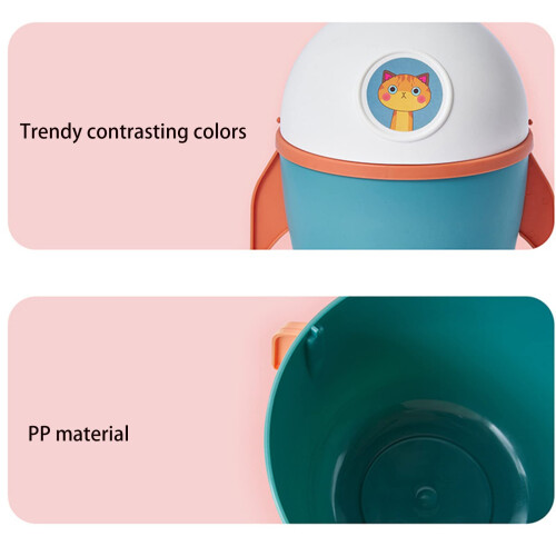 Desktop Trash Can with Cute Cat Lid, Compact Small Bin for Home Kitchen Office, Blue 2