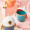 Desktop Trash Can with Cute Cat Lid, Compact Small Bin for Home Kitchen Office, Blue 5