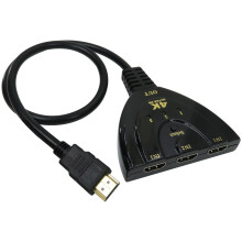 HDMI Switch 3 in 1 Out 4K 3D Splitter Box with Pigtail Cable for TV, Compatible with Xbox, PS4, Roku, Plug and Play
