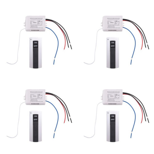 4X Channel with Digital Transmitter 220V /OFF 1  Wireless Relay Receiver Remote Control Light Lamp