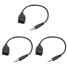 3X USB-Aansluiting, AUX, 3,5 mm-Aansluiting voor Oplaadkabel voor Audiogegevens, Zwart