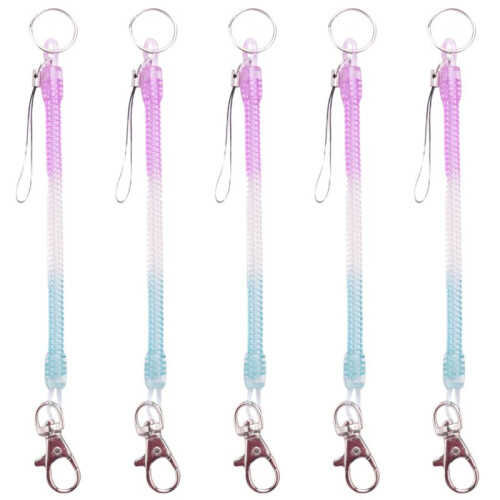 5X Lobster Hook   Spring Stretchy Coil Keyring Keychain Strap Rope Cord