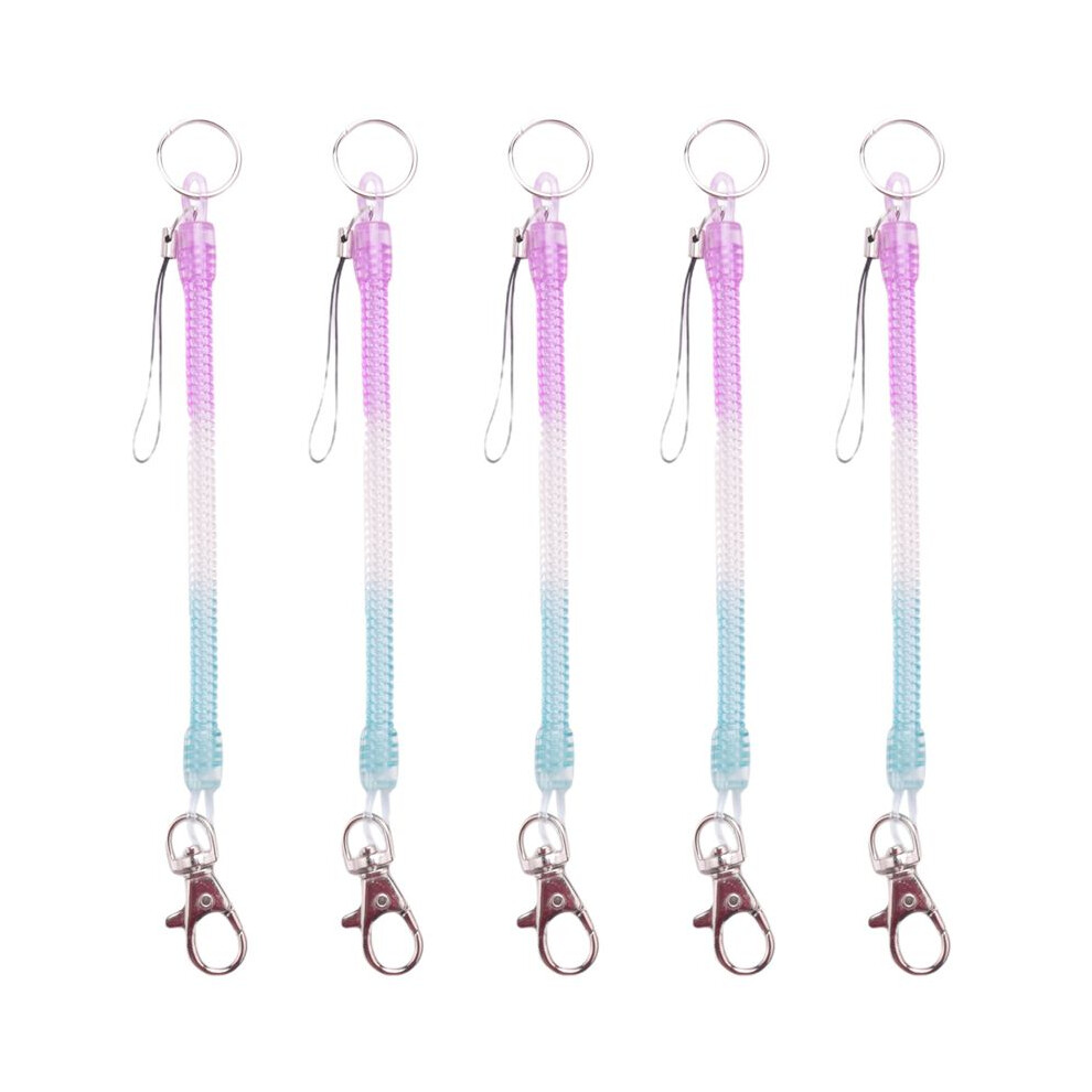 5X Lobster Hook Spring Stretchy Coil Keyring Keychain Strap Rope Cord 6033360415898