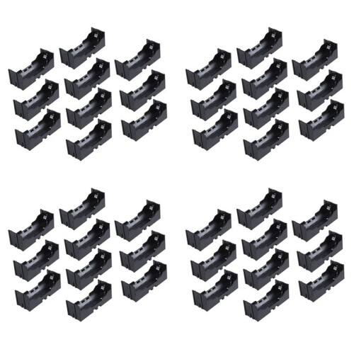 Plastic Single 26650 Battery Holder Case Storage Box 40Pcs Black