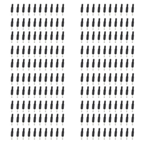 200 Pcs Black 2.5mm X 5.5mm  Power Male Plug Jack Adapter