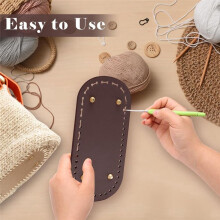 Tasbodems voor Haken met D-Vormige Handvatten voor Het Maken van Tassen, 2 Haaknaalden, 4 Kleuren Leren Tasbodems