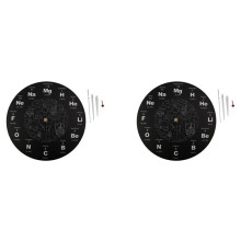 2X Periodic Table of Elements Wall Art Chemical Symbols Wall Clock Educational ElementaL Display Black