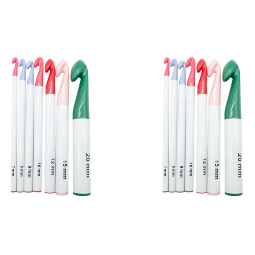 2X Crochet Hook Set,7/8/9/10/12/15/20mm Plastic Handle Crochet Hook Knitting Needles Thick  Tool DIY Crafts