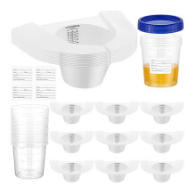 30 Pcs Urine Collection Hats for Toilet Sets Including 10 Urine Collector, 10 Sample Cup Containers, 10 Stickers