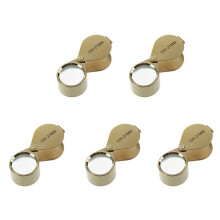 5Stück 10X-21 mm Fach Uhrmacher Lupe Vergroeueerungsglas Handlupe Juwelier Taschenlupe Gold