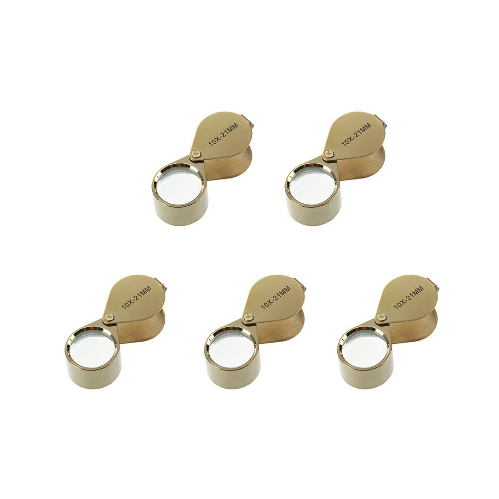 Brecantia 5Pcs 10X Magnifying Magnifier Glass Jewellers Eye Foldable Jewelry Loop Loupe(Golden)