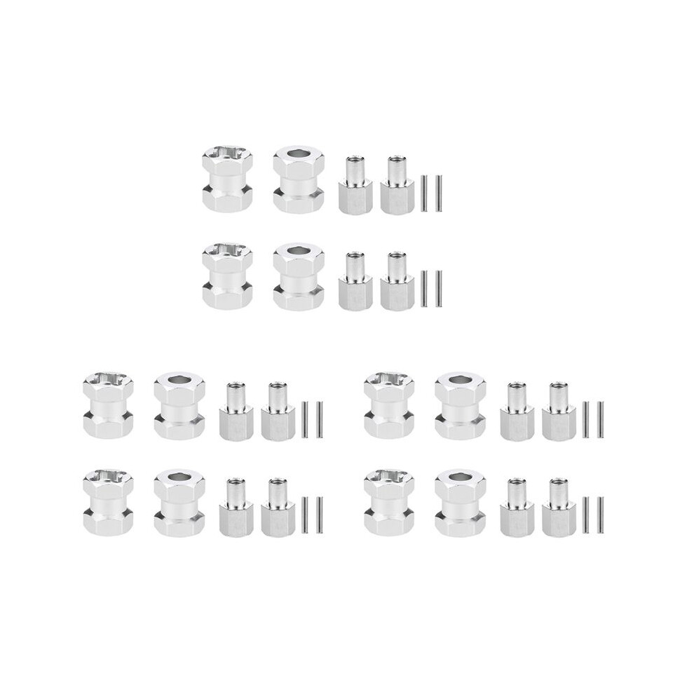12X Rc Car Metal 12Mm Wheel Hex Hub 15Mm Extension Coupler For Axial Scx10 D90 Cc01 F350 1/10 Rc Crawler- Silver 6032225230379