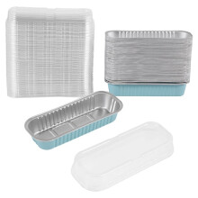 Aluminum Foil Bread Frying Pan,50Pcs Disposable  Bread Pan with Lid,Small Bread Tin,Baking Cup,Dessert Pan Container