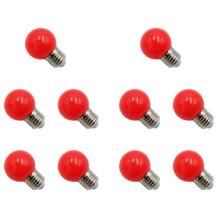 E27 Fuehrte Birnen - E27 1w Pe Mattierte Gefuehrte Kugel Bunt Weiss / Rot / Gruen / Blau / Gelb Lampe 220v - 10 Stueck (Rot)