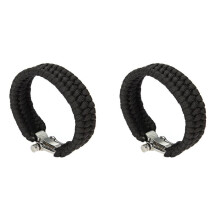 2X Verstelbare Gesp Paracord Survival Parachute Koord Armband Gesp Fluitje Nieuw Zwart