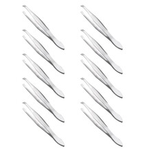 10X Zilverkleurige Schuine Platte Punt Metalen Haar-Wenkbrauwpincet Cosmetisch Hulpmiddel voor Dames