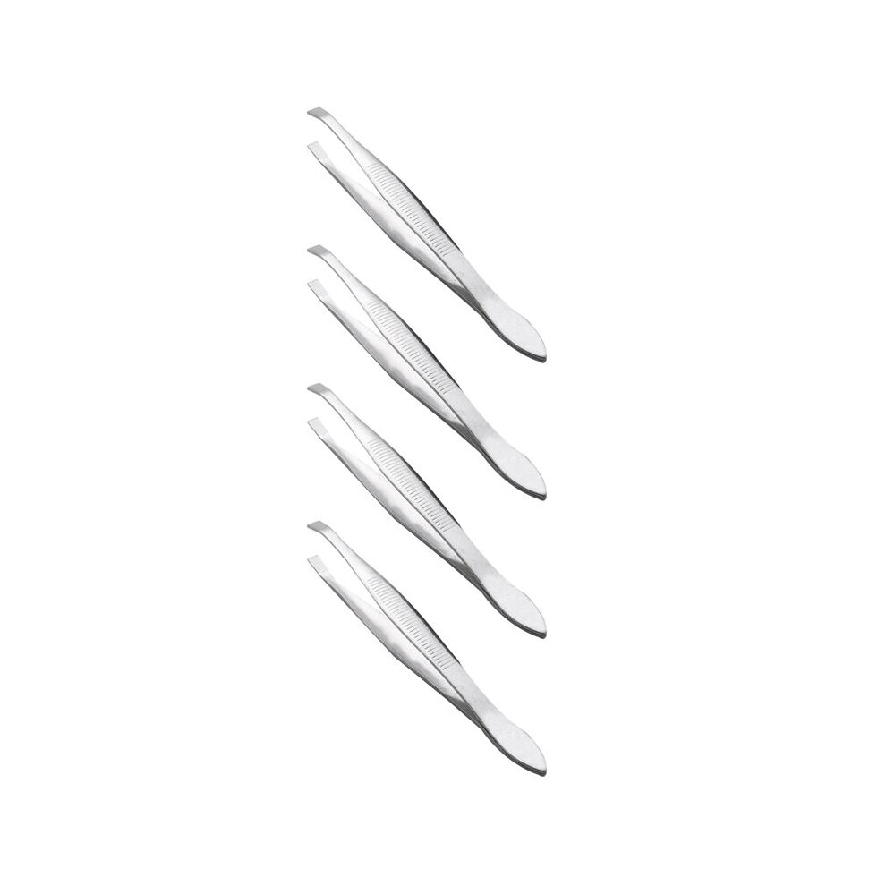 Bobotron 4X Silver Tone Slanted Flat Tip Metal Hair Eyebrow Tweezer Cosmetic Tool For Lady