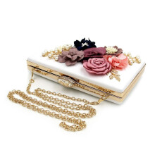 2X Women Clutch Bag Floral Party Purse Wedding Evening Handbags, White