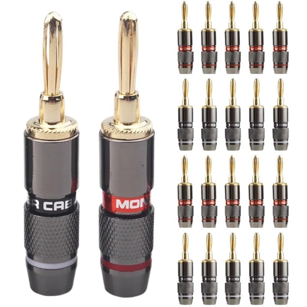 10Pcs Gold Plated Banana Plugs Pure Copper Speaker Wire Connectors With Secure Screw Clamp Red 9771547575603