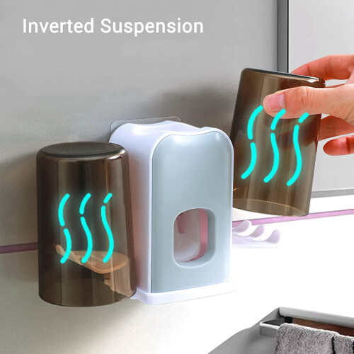 Toothbrush Holder Wall Mounted,Toothpaste Dispenser Wall Mounted for Bathroom Automatic Toothpaste Squeezer with Cover