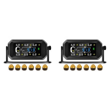 2X RV Truck TPMS 6 Wheels Sensor Solar Tire Pressure Monitoring System Temperature Clock Air Pressure Display Alarm B
