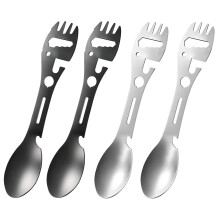 4Pcs 10In1 Camping Spork Multi-Functional Spork Spoon Can Opener Serrated Wrench for Outdoor Hiking Backpacking
