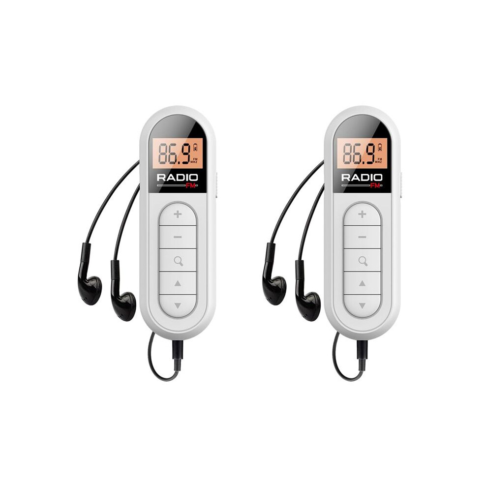 2X Pocket Fm Radio 300Mah Rechargeable Portable 76-108Mhz Radio With Backlight Lcd Display Wired 3.5Mm Headphones 6033116891686