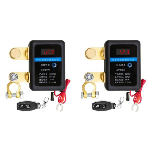 2X  12V Remote Battery Disconnect  260A Automatic Power Shut Off  Car Remote Battery Cut Off