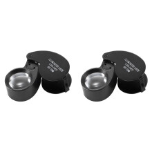 2pcs 40X Loupe Illuminated Magnifier Glass Eye Jewelers LED Lights Portable Folding Magnifying