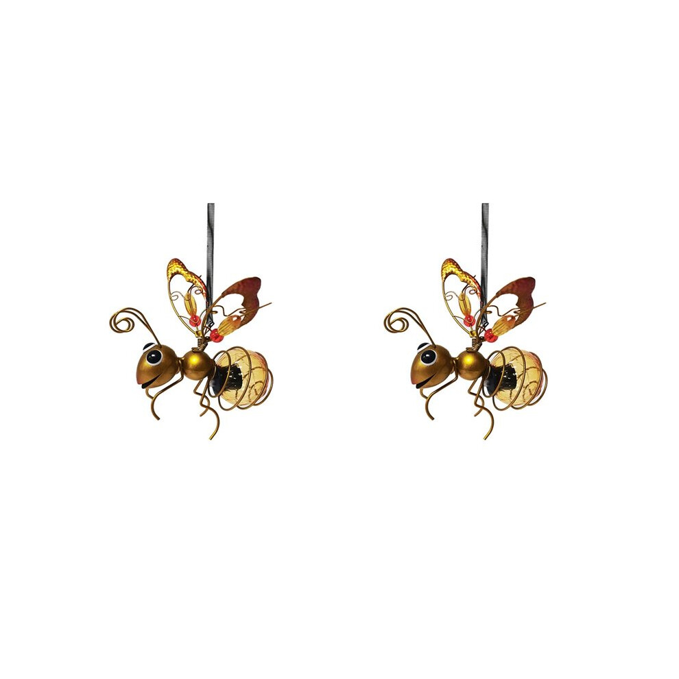 2X Solar Iron Insect Statue With Led Fairy Light Outdoor Hanging Tree Ornament For Fence Yard Courtyard Garden Decor A 6034185745856