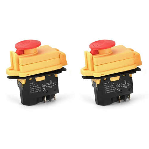 2X YH02-A Electromagnetic  250V 16A 4PIN Start Push Button for Machine Tool Equipment Waterproof