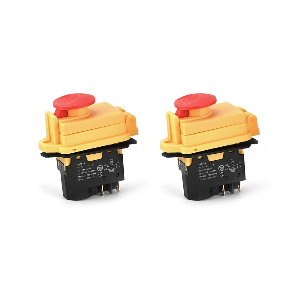 2X Yh02-A Electromagnetic 250V 16A 4Pin Start Push Button For Machine Tool Equipment Waterproof 4711239474949