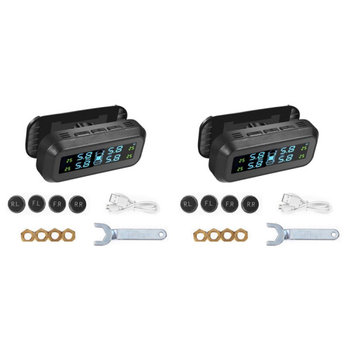 2X RV/Trailer Däcktrycksövervakningssystem, RV TPMS med 4 Externa Sensorer