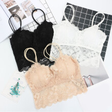 Lace Beauty Back Wrapped Chest Anti-Lighting Bottom Ladies Camisole No Steel Ring Wild Sports Tube Top White